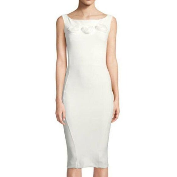 CHIARA BONI LA PETITE‎ ROBE Sissel 3D Rose Bateau neck dress, size 40IT S NWT - Picture 1 of 16